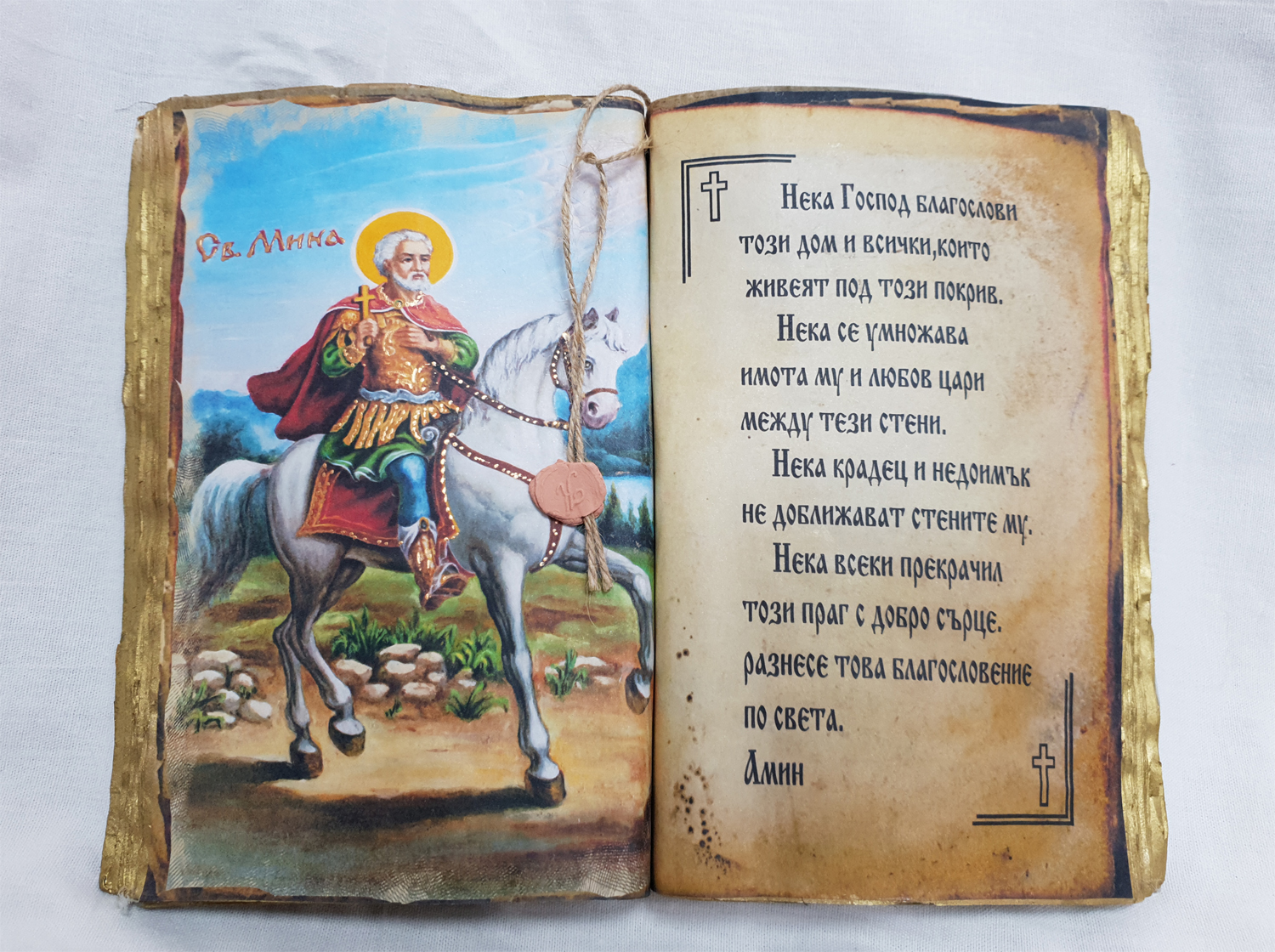 Handmade icon - book St. Mina