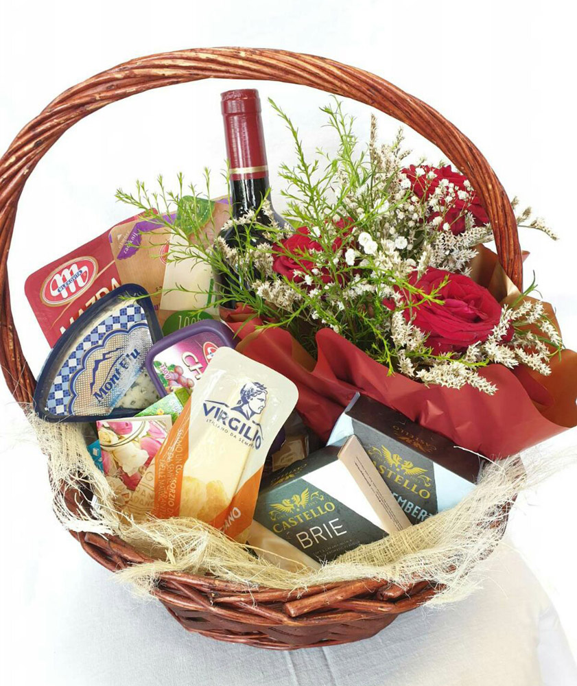 Todoroff Gift Basket, Cheese and Roses