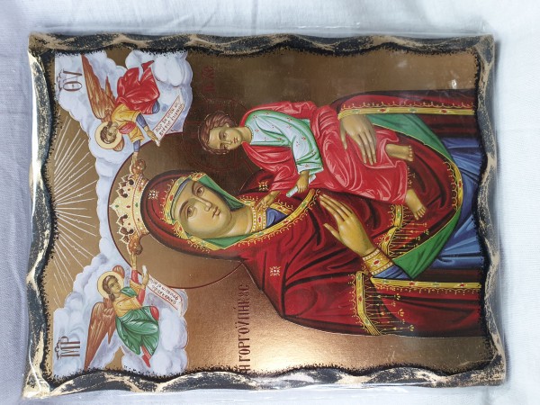 Икона Богородица с корона , Младенеца и ангели