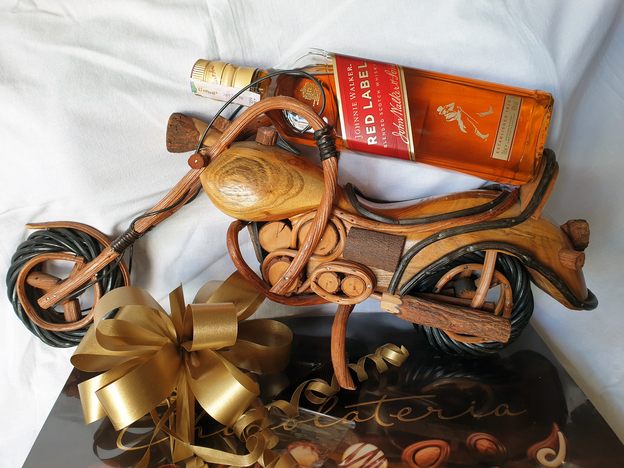 Wooden Motorcycle and Whisky
