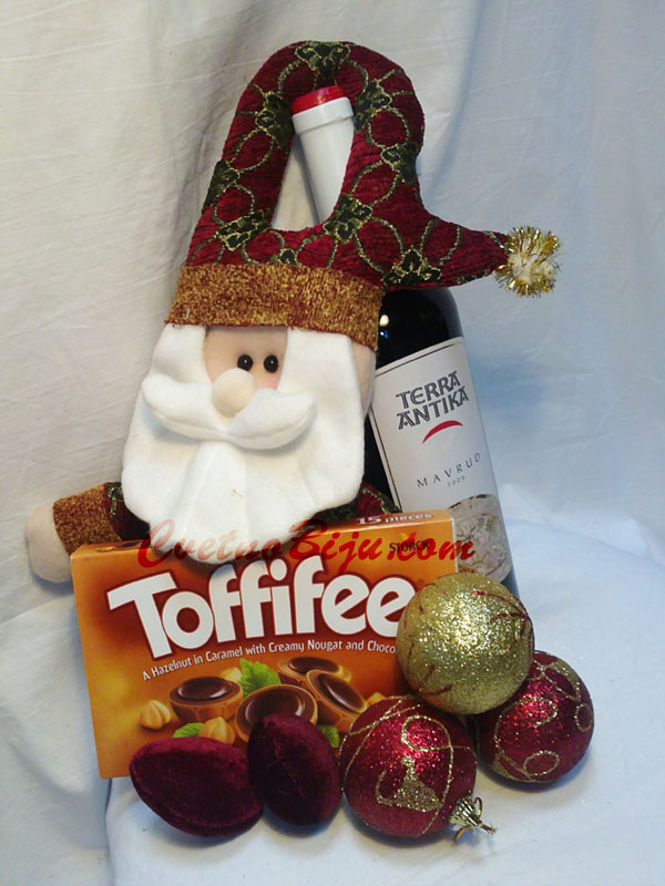 Christmas Arrangement with Wine and Chocolates